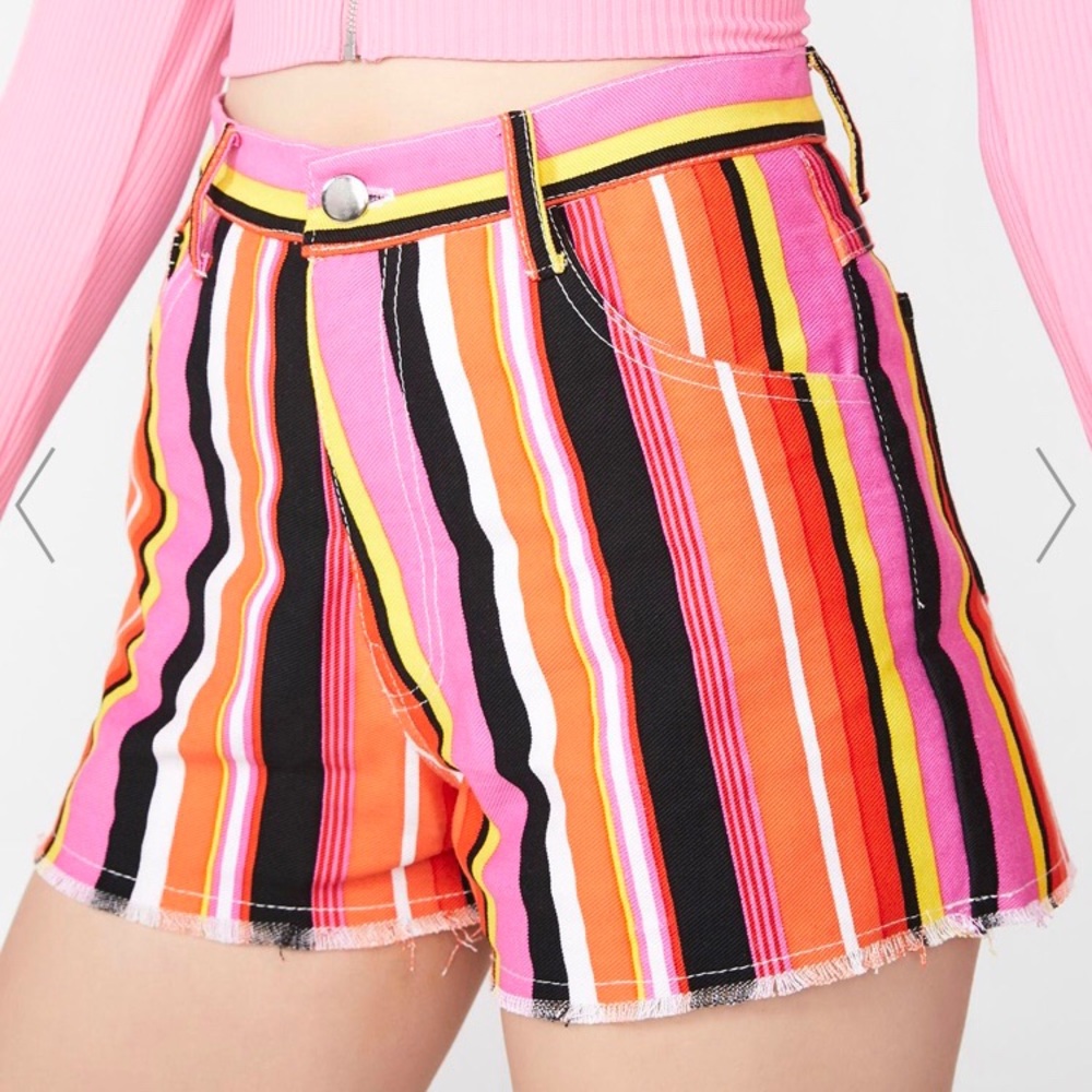 Multicolor denim shorts